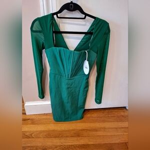 Princess Polly Austin Long Sleeve Mini Dress Green Size 2 Princess Polly